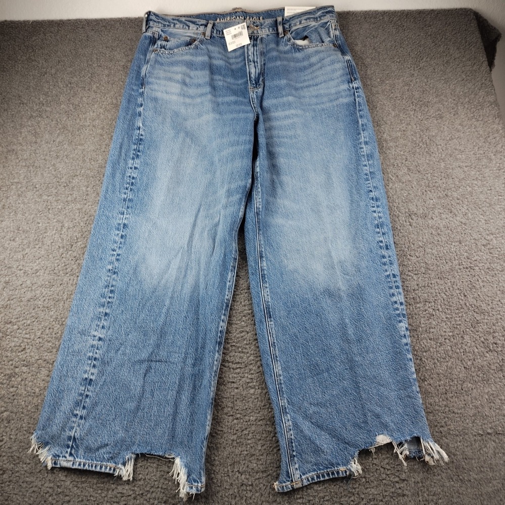 American Eagle Jeans Sz 16 Super High Rise Baggy Wide Leg 36x29 NWT
